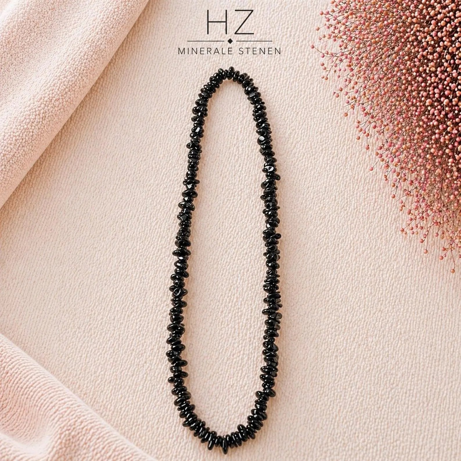 Zwarte Toermalijn Splitketting - Beschermende Edelsteen, Sieraden, Tassen en Uiterlijk, Kettingen, Zwart, Nieuw, Ophalen of Verzenden