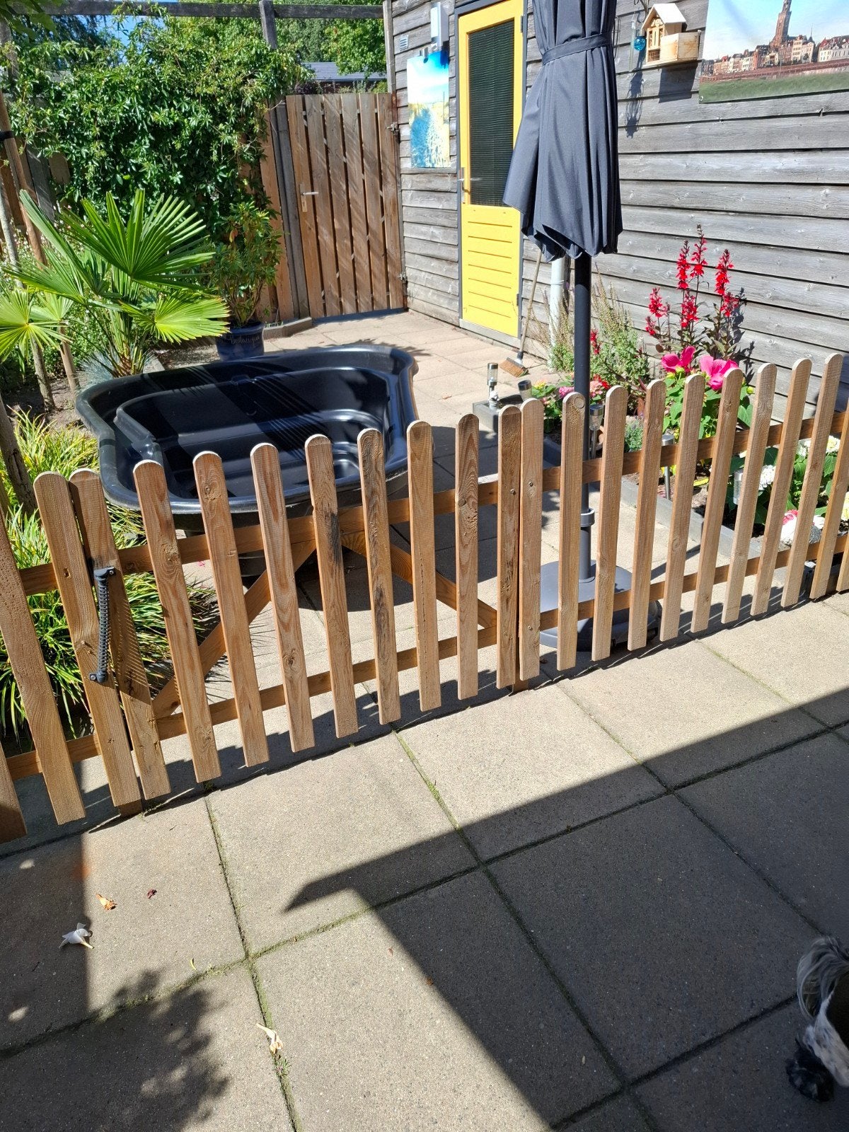 Houten tuinhekje met poortje, Ophalen, Met poort, Gebruikt, Tuinhek