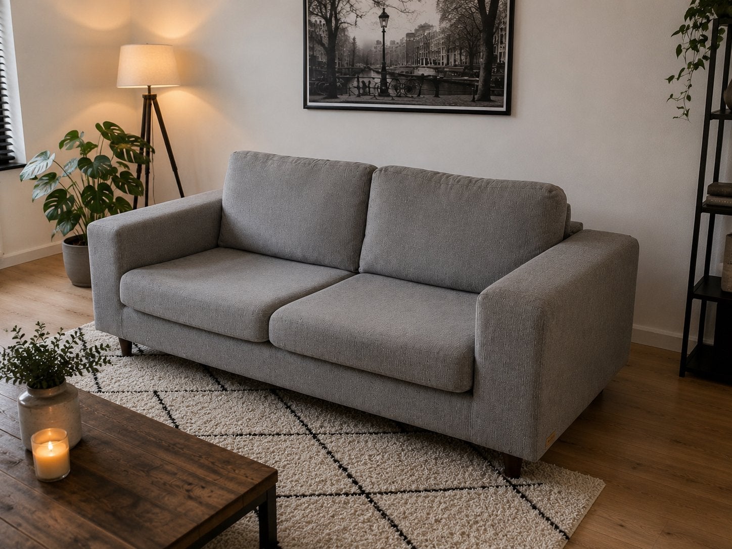 UMIX Design 2,5-zits Bank Grijs – Moderne Stoffen Bank, Ophalen, Tweepersoons, 75 tot 100 cm, Zo goed als nieuw