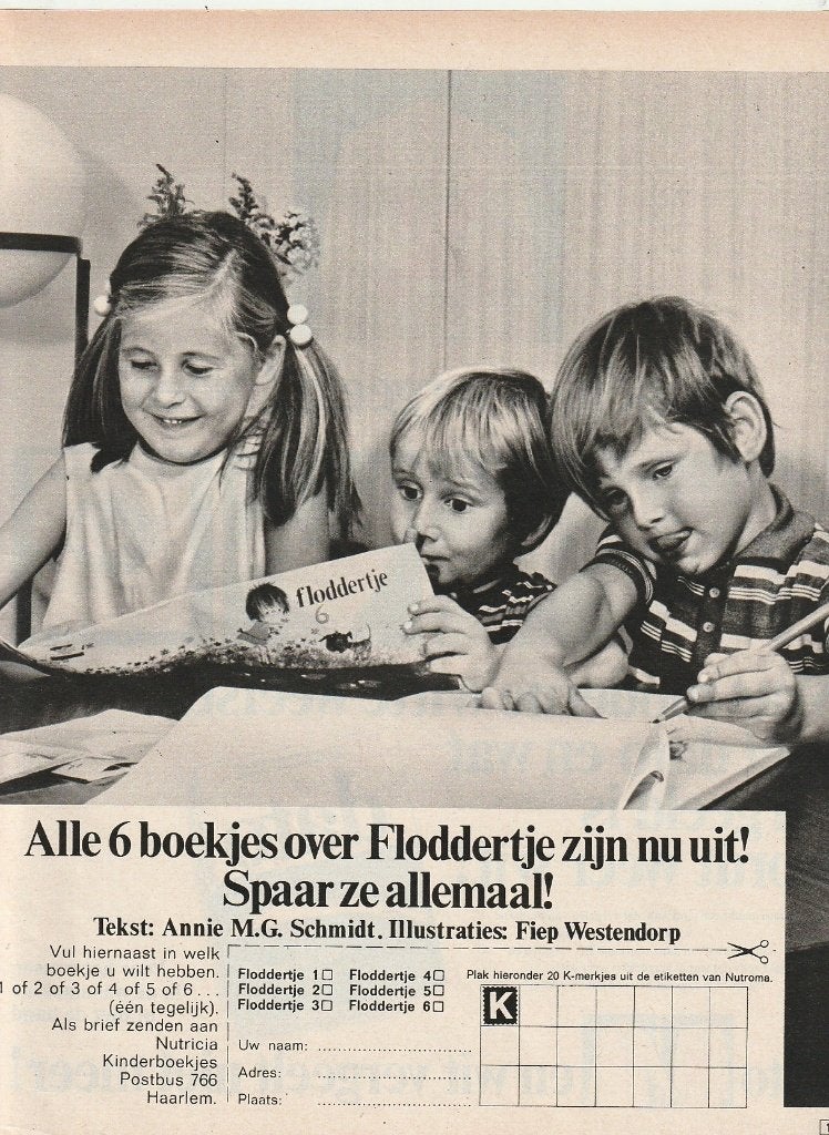 retro reclame 1969 Nutricia Nutroma boekjes Floddertje, Verzenden, Overige typen