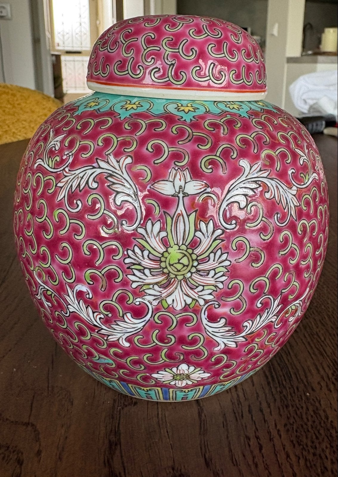 Prachtige Antieke Gemberpot met Rijk Bloemenpatroon, Antiek en Kunst, Ophalen of Verzenden