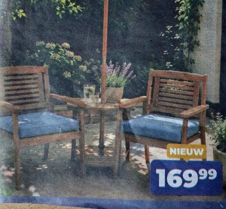 Stijlvolle Acaciahouten Duostoel met Geïntegreerde Tafel, Tuin en Terras, Ophalen, Nieuw, Hout