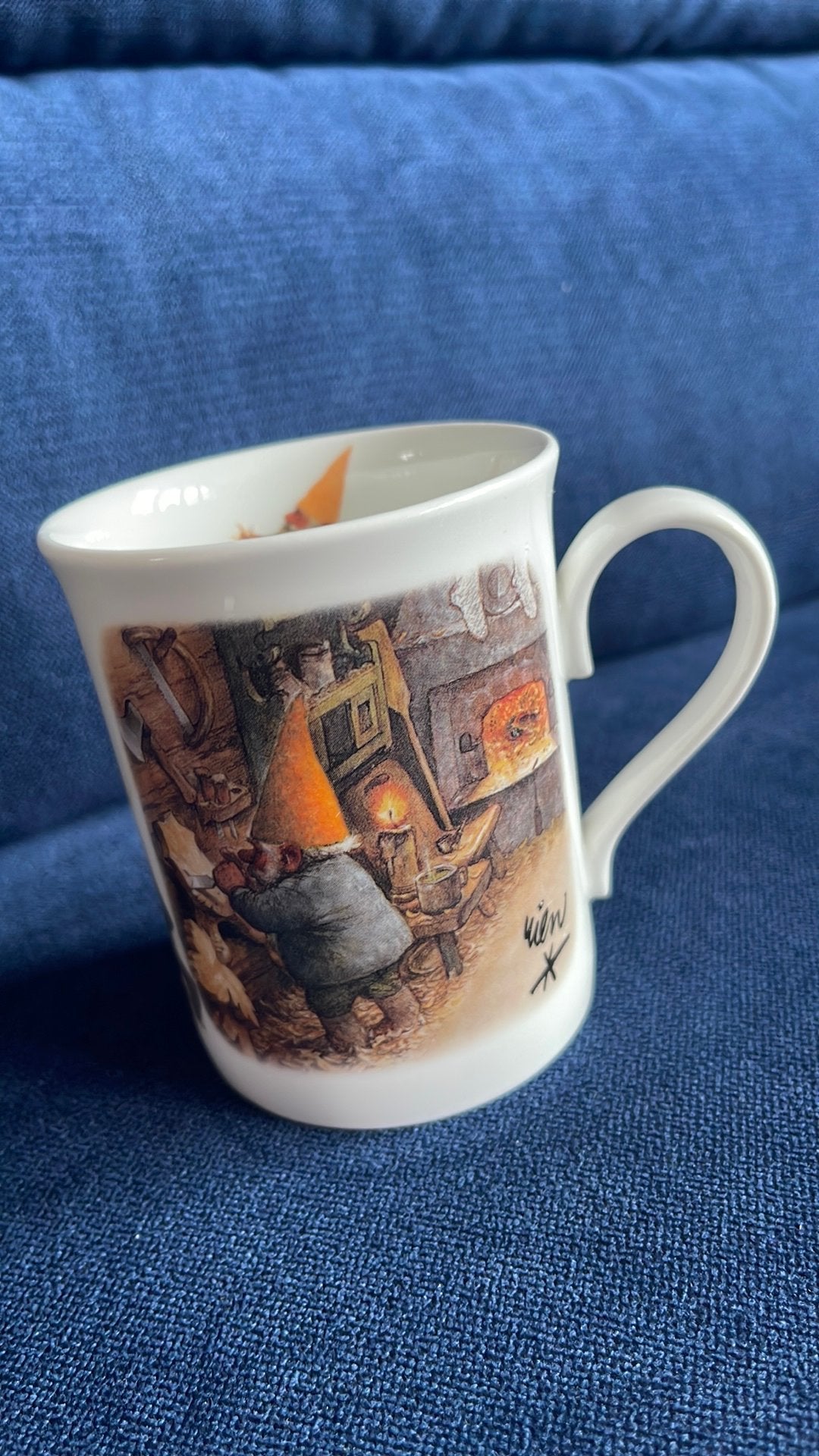 Beker Rien Poortvliet David de Kabouter DE. Zeer goede staat, Overige merken, Vintage, Zo goed als nieuw, Porselein