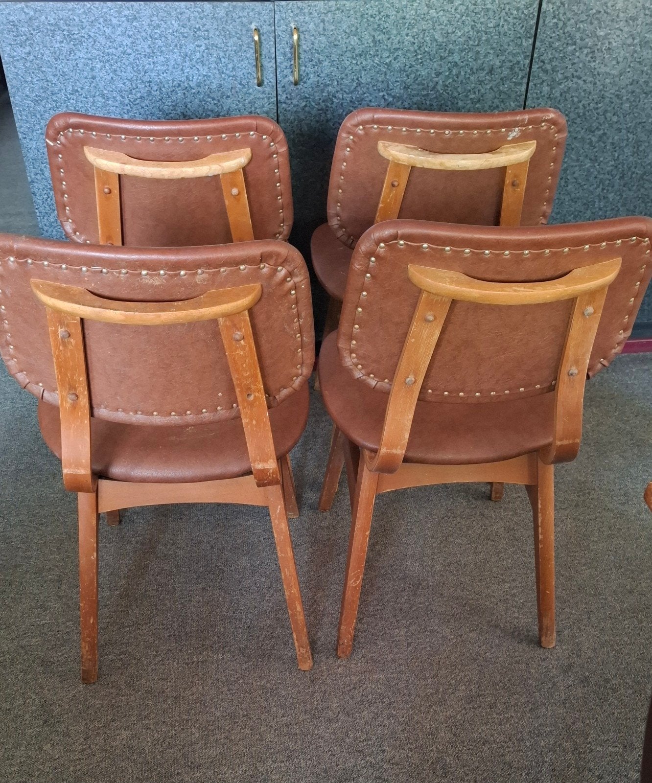 Vintage Retro Skai Stoelen Bruin en zwart (9 beschikbaar), Ophalen