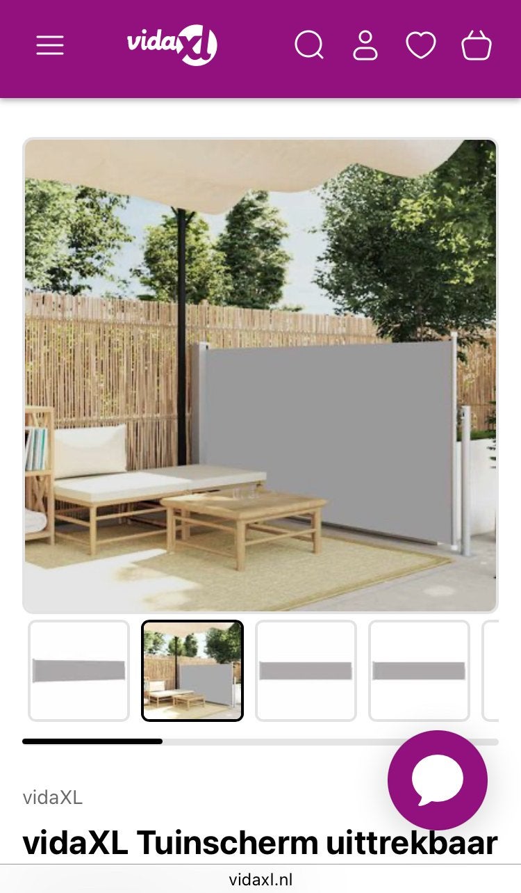 Uittrekbaar tuinscherm, privacy scherm, tegen wind / zon, Tuin en Terras, Ophalen, Zo goed als nieuw, 200 cm of meer, 150 tot 200 cm