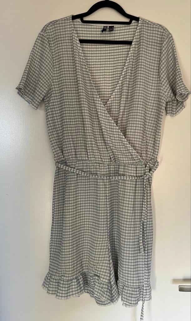 Pieces Jumpsuit Dames Maat M - Geruit Zomerpak, Kleding | Dames, Jumpsuits, Zo goed als nieuw, Maat 38/40 (M), Grijs, Ophalen of Verzenden