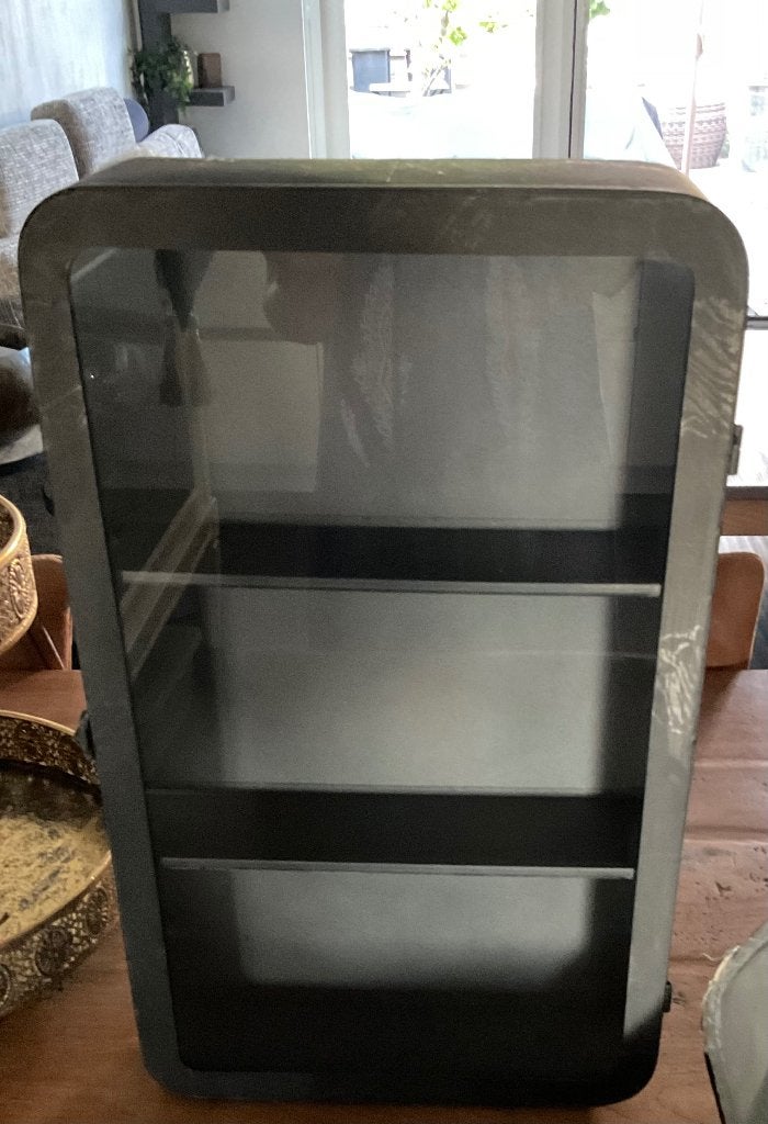 Medicijnkastje retro vintage industrieel metaal glazen deur, Huis en Inrichting, Badkamer | Badkamermeubels, Minder dan 50 cm