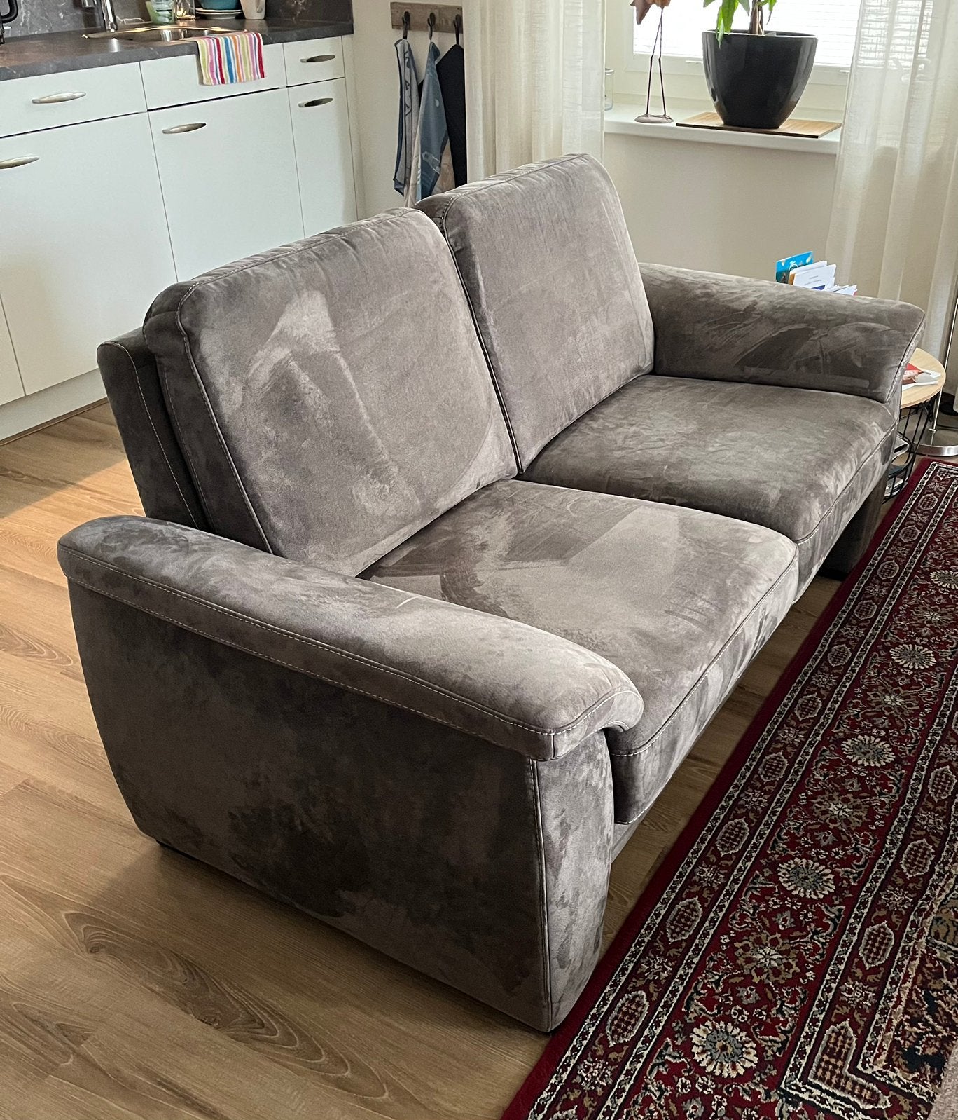 Te koop tweezit bank met twee losse fauteuils, Ophalen, Strak, 150 tot 200 cm, Tweepersoons