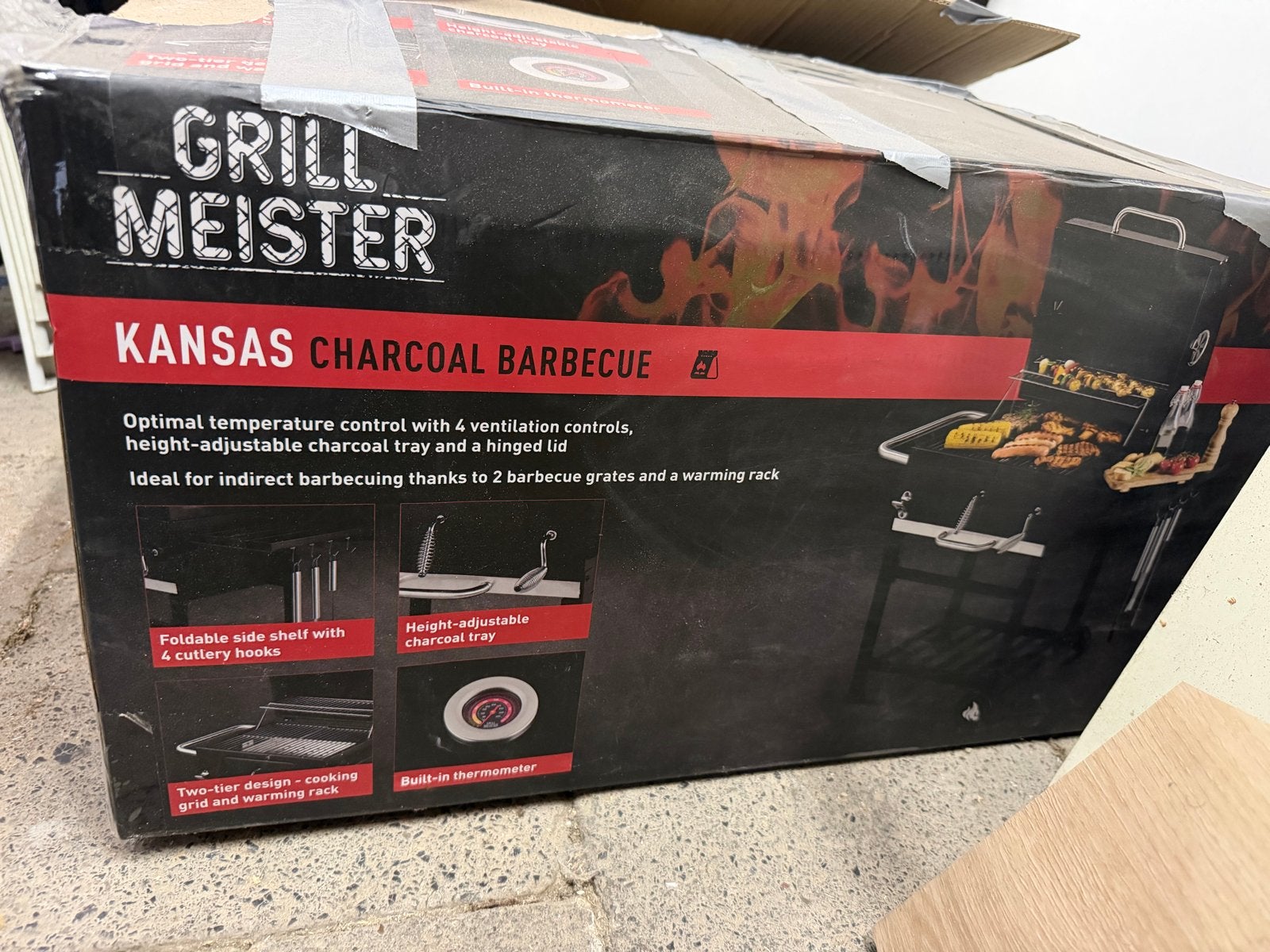 Grill Meister Kansas Houtskoolbarbecue - Nieuw in doos, Tuin en Terras, Houtskoolbarbecues, Ophalen of Verzenden, Nieuw, Met accessoires
