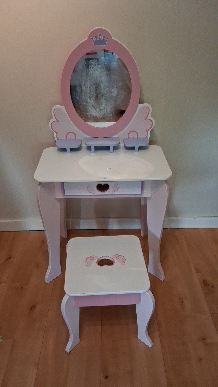Prinsessen kaptafel met lade en krukje., Ophalen, Gebruikt, Tafel(s) en Stoel(en)