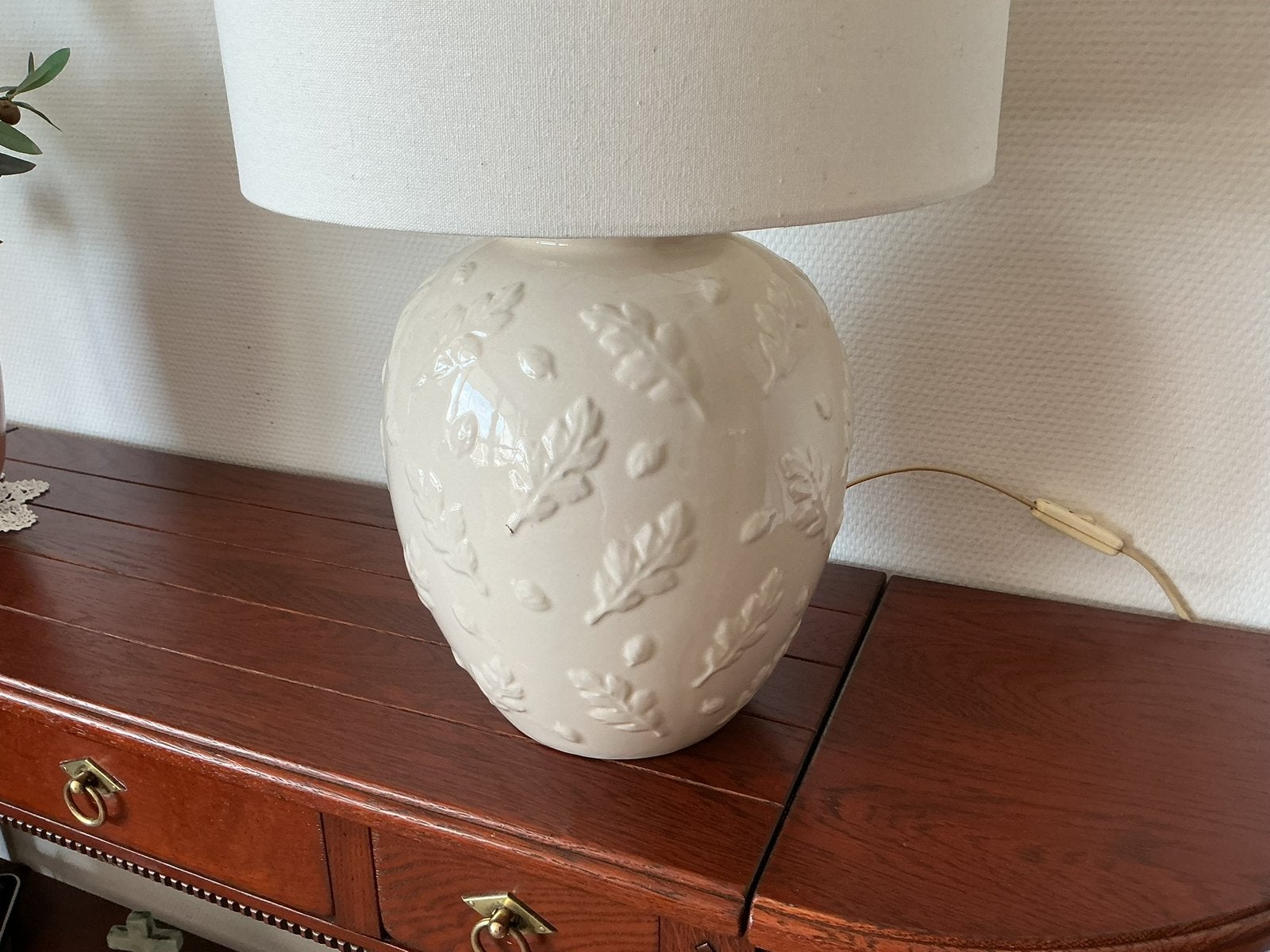 Brocante schemerlamp Laura Ashley incl.nwe kap, Ophalen, Gebruikt, E27 (groot), Steen/keramiek