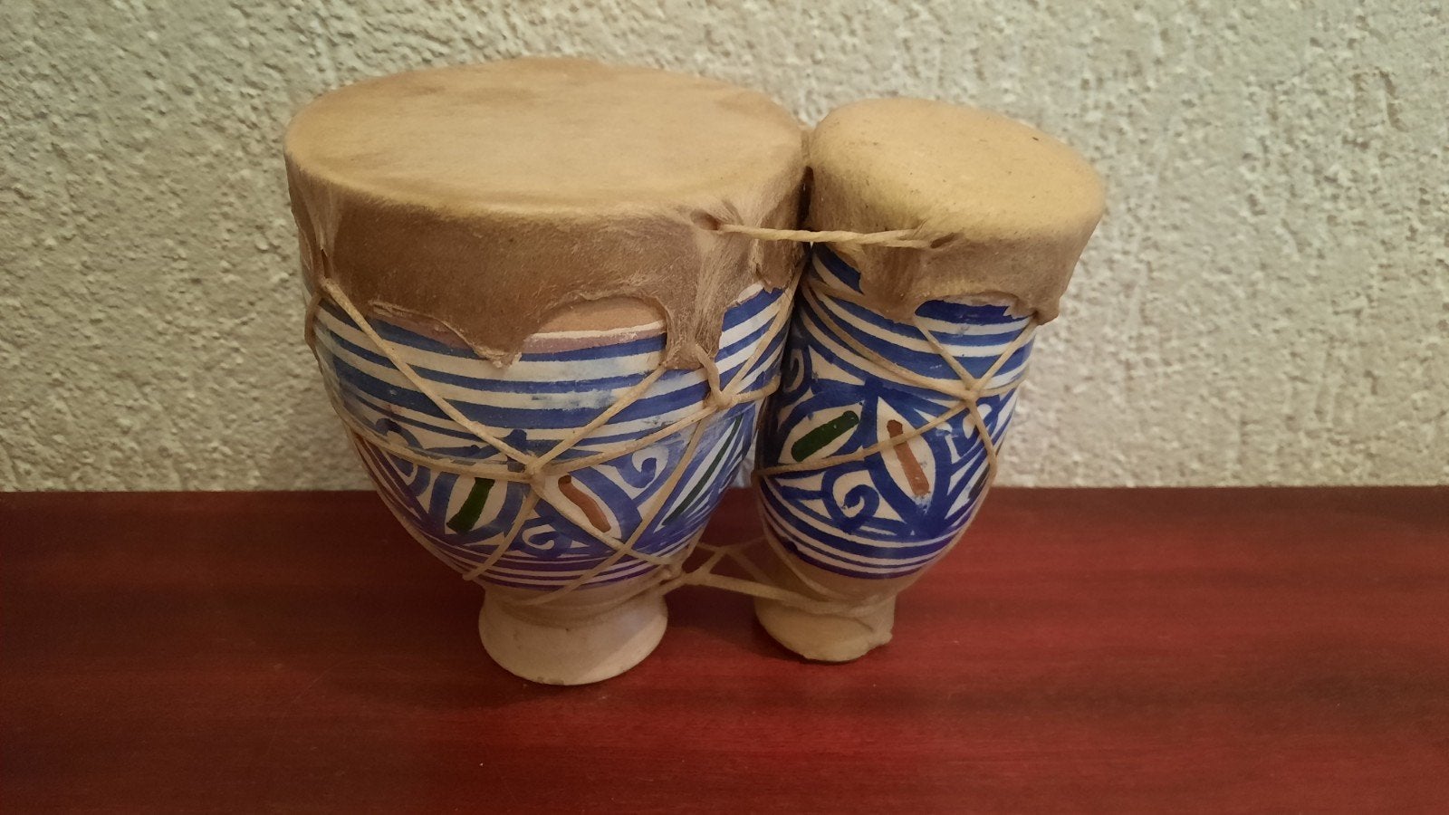 Keramische Bongo Trommels - Handgeschilderd, Muziek en Instrumenten, Percussie, Ophalen of Verzenden, Gebruikt, Trommel