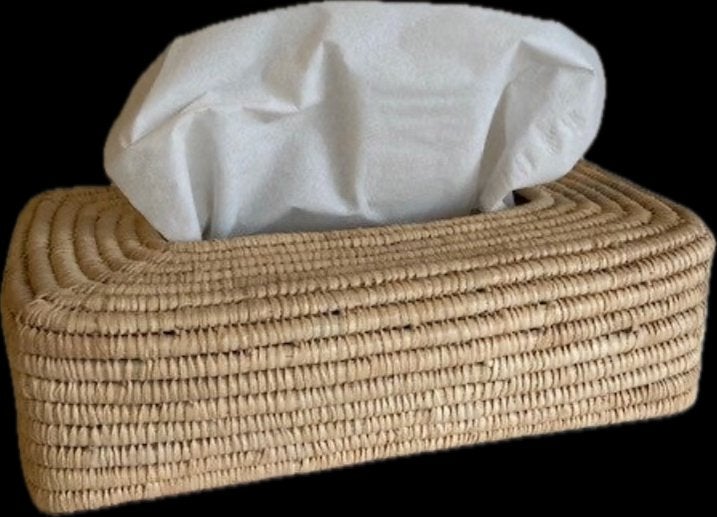 Raffia Tissuebox Cover - Stijlvol en Praktisch, Beige, Boho, Nieuw, Ophalen of Verzenden