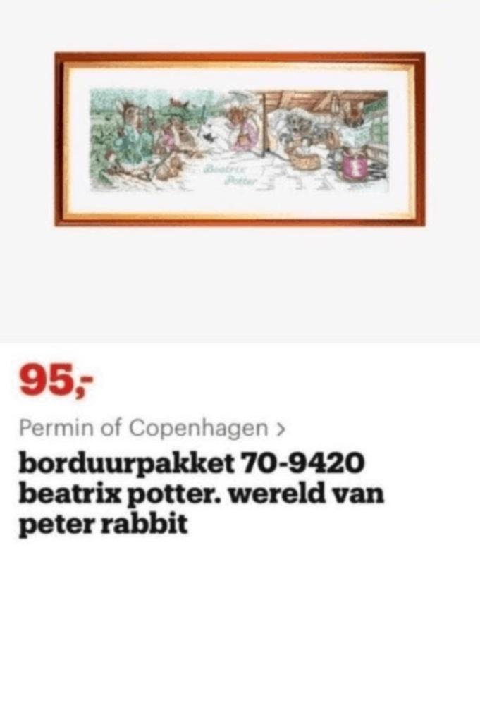 BORDUURPAKKET BEATRIX POTTER 70-9420 PLUSSssss+++++++, Hobby en Vrije tijd, Borduren en Borduurmachines, Verzenden, Nieuw, Handborduren