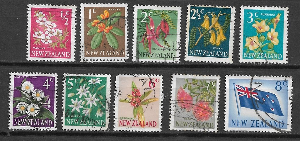 New Zealand 1967 Def serie decimaal stelsel bloem, Ophalen of Verzenden, Gestempeld