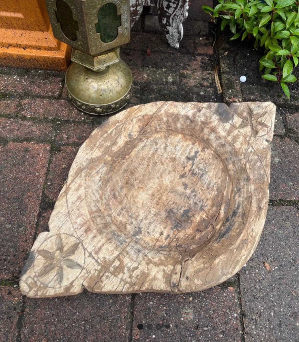 Verweerde oude Indiase chapati schaal, Ophalen of Verzenden, Gebruikt, Rond, Schaal