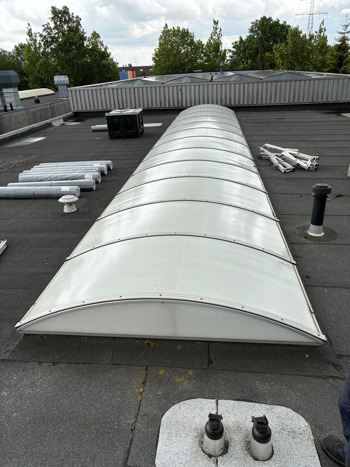 Polycarbonaat lichtstraat 14,00 x 2,00 meter, Ophalen, Gebruikt, Dakraam, 160 cm of meer