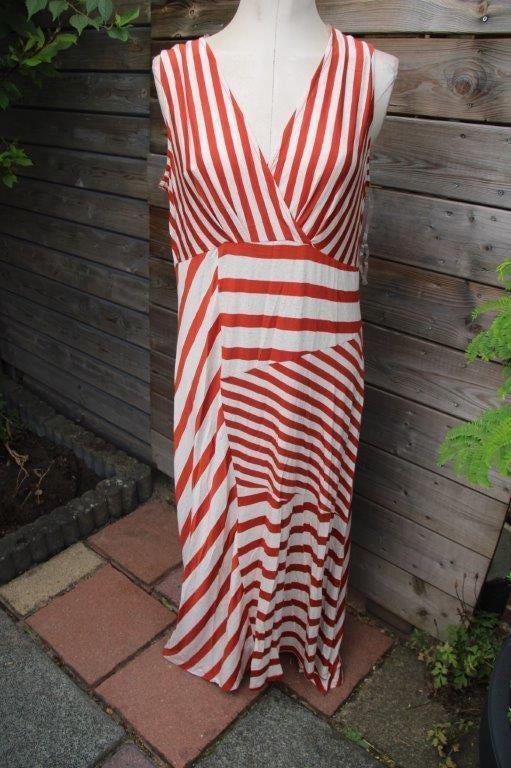 Jurk roodbruin/ beige Paprika mt M (46) Maxi Vaste prijs, Verzenden, Beige, Maat 46/48 (XL) of groter, Zo goed als nieuw