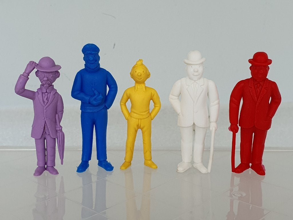 Lot van 5 Kuifje Tintin figuren (Esso, Belvision) (2), Ophalen of Verzenden, Kuifje, Gebruikt, Beeldje of Figuurtje