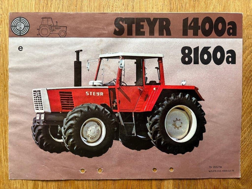 Steyr 1400a 8160a trekker folder tractor brochure, Ophalen of Verzenden, Gelezen, Overige merken