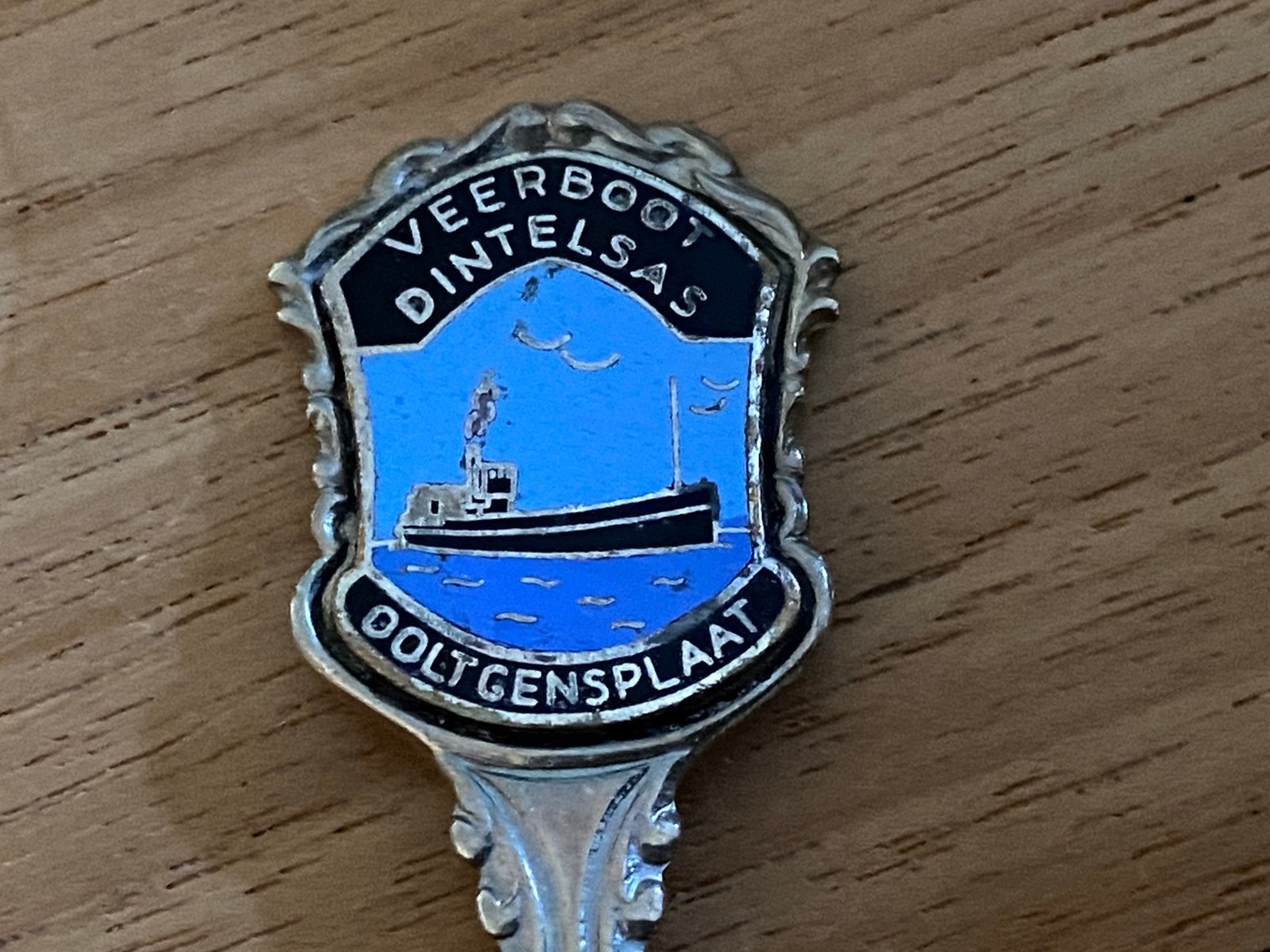 Theelepeltje : veerboot Dintelsas - Ooltgensplaat, Verzamelen, Ophalen of Verzenden, Gebruikt, Gebruiksvoorwerp