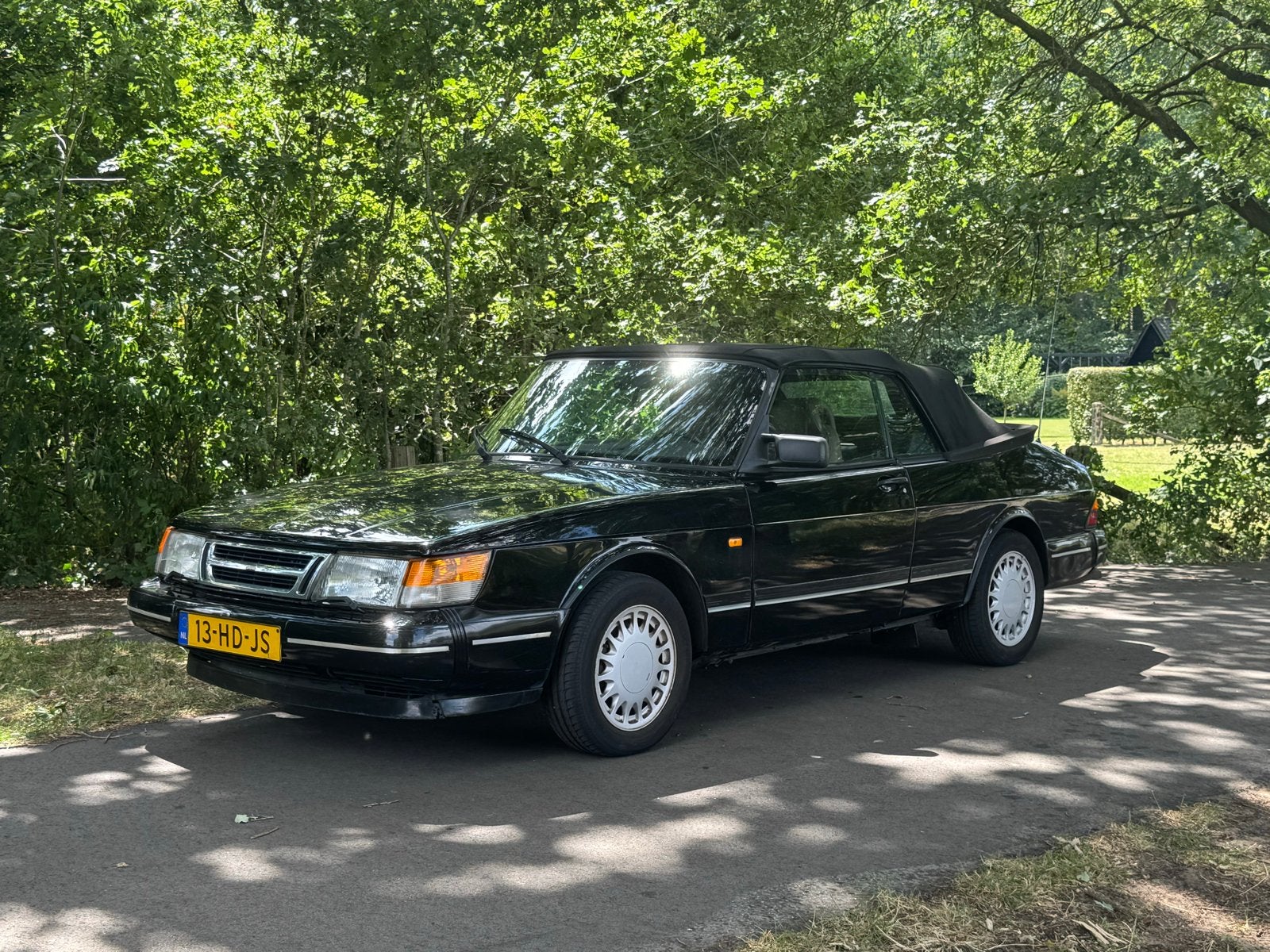 Saab 900 2.0 16 S Cabrio U9 1991 Zwart, Auto's, Voorwielaandrijving, 1280 kg, Beige, 4 cilinders