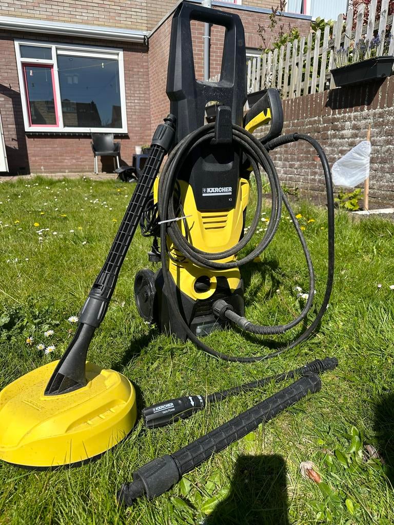 Kärcher K3 Hogedrukreiniger met Terrasreiniger en Accessoire, Ophalen, Gebruikt, Elektrisch, Met regelbare waterdruk
