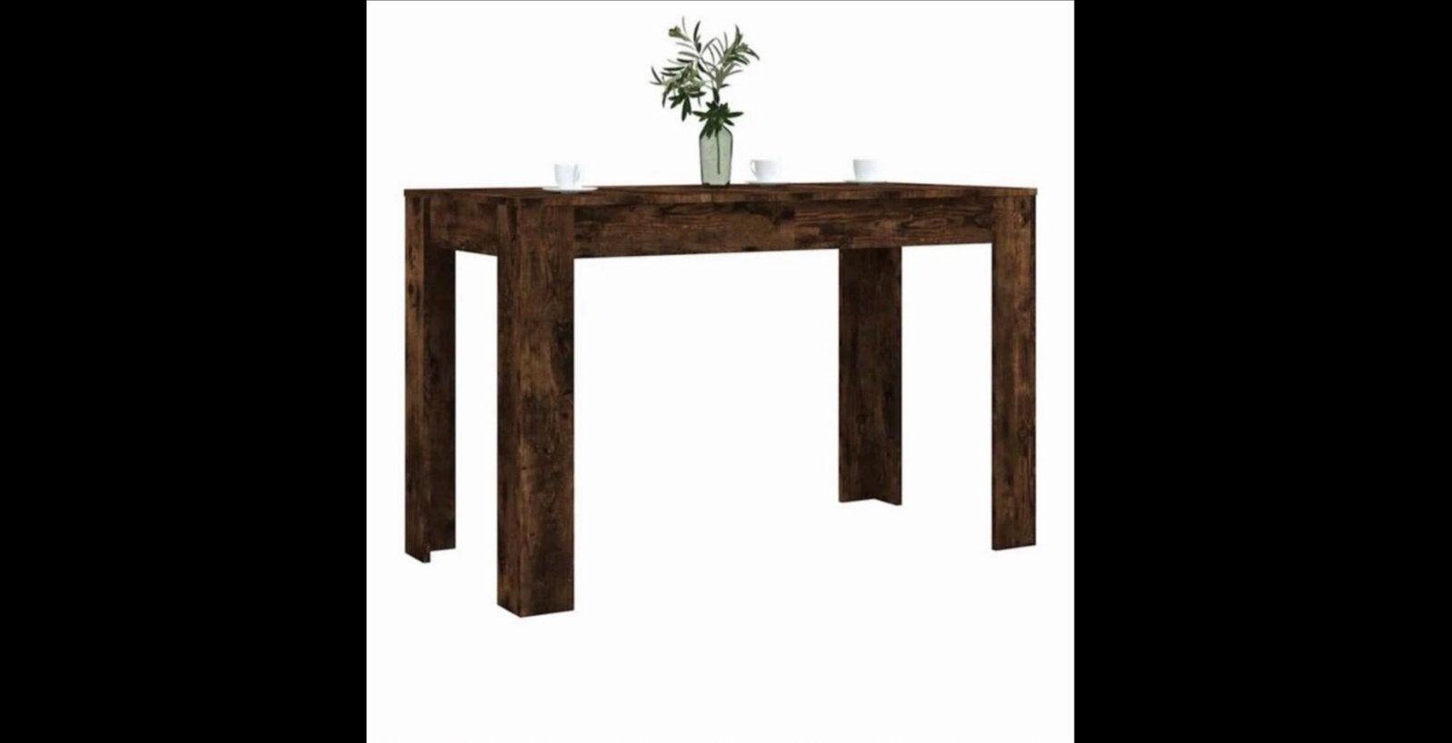 Eettafel met 4 stoelen - Donkerbruin hout en zwart leer, Ophalen, Gebruikt, 100 tot 150 cm, 50 tot 100 cm