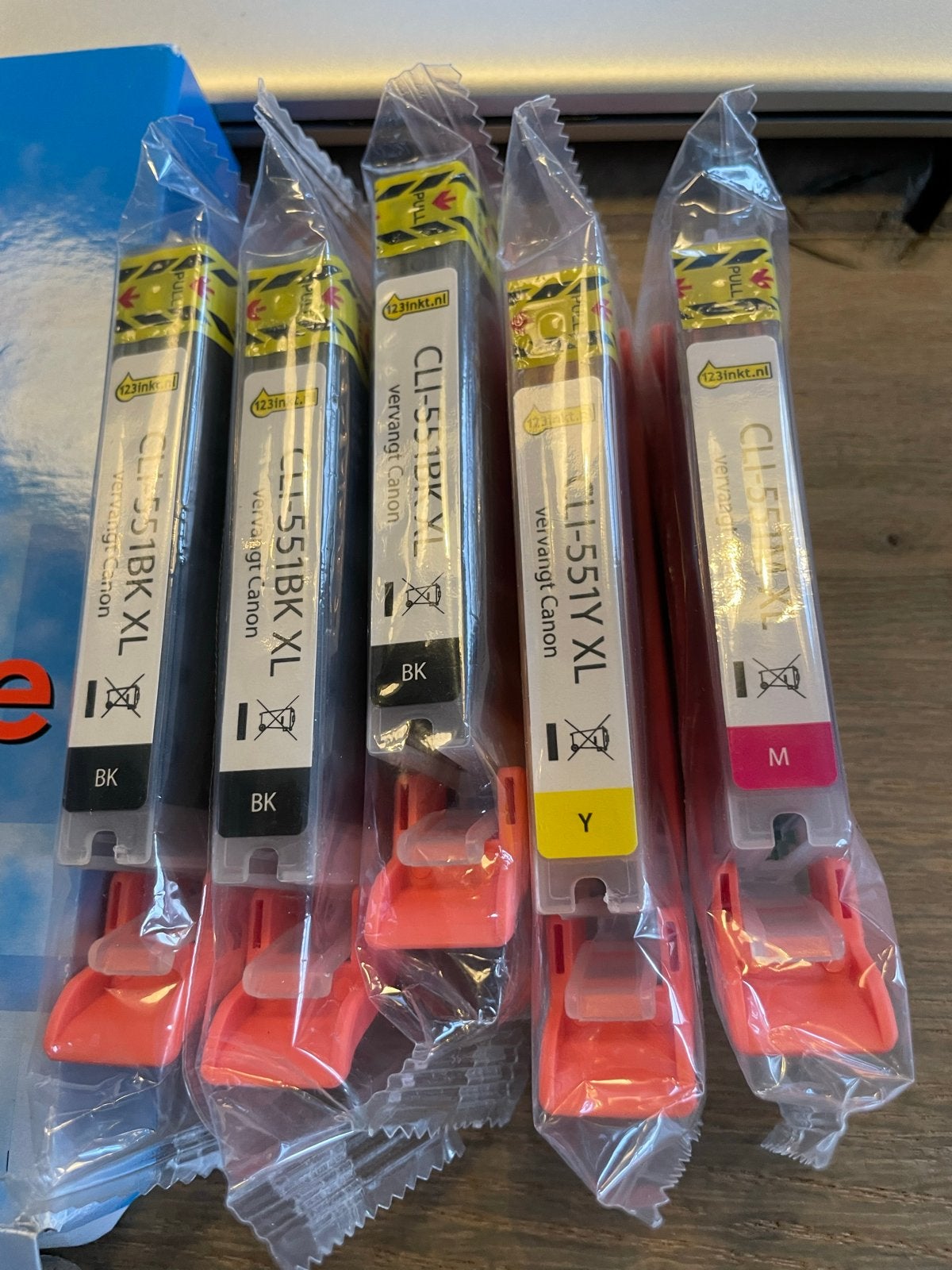 5x 123inkt CLI-551XL cartridges voor Canon MG6350, Verzenden, Nieuw, Cartridge
