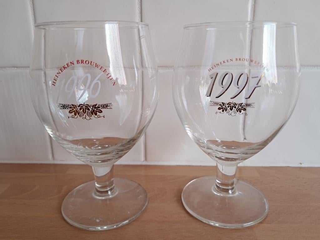 Heineken Brouwerijen 1996 & 1997 Bierglazen Set, Antiek en Kunst, Antiek | Glas en Kristal, Ophalen of Verzenden