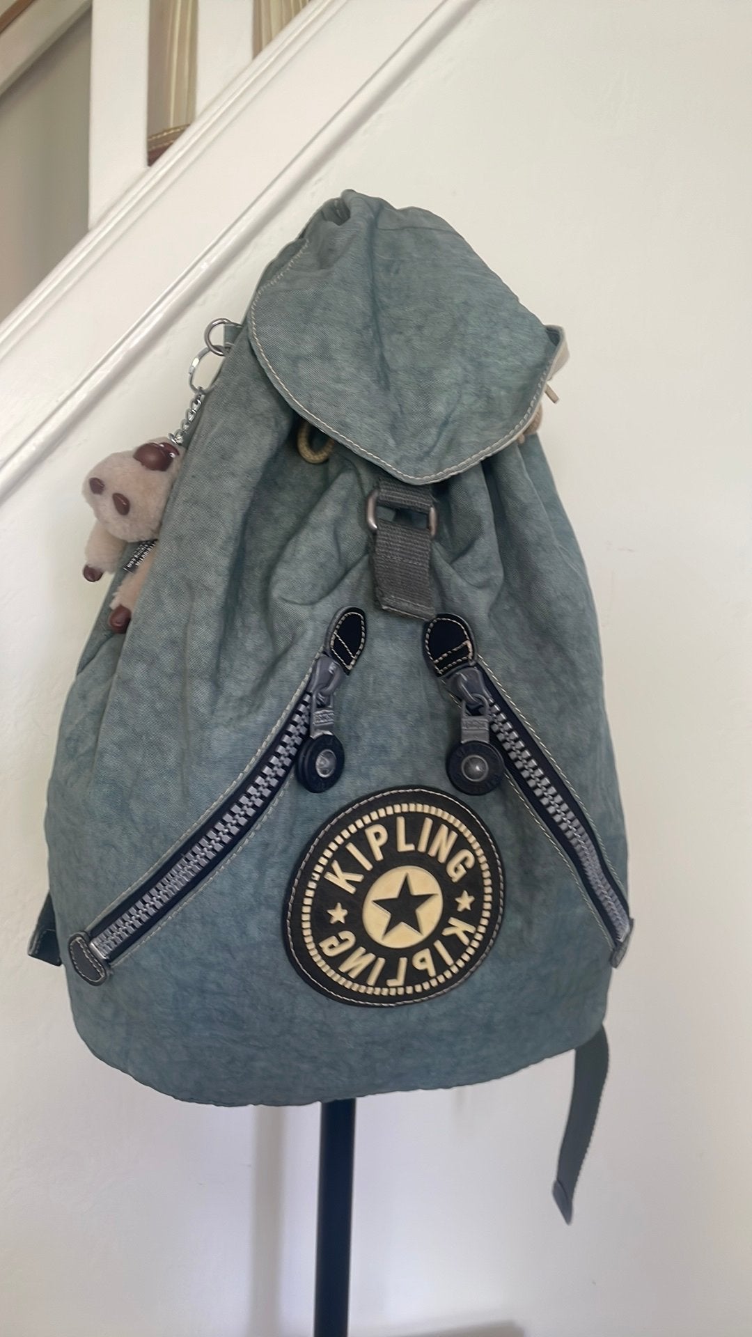 Vintage Kipling rugzak blauwgrijs met aapje, Ophalen of Verzenden, Zo goed als nieuw