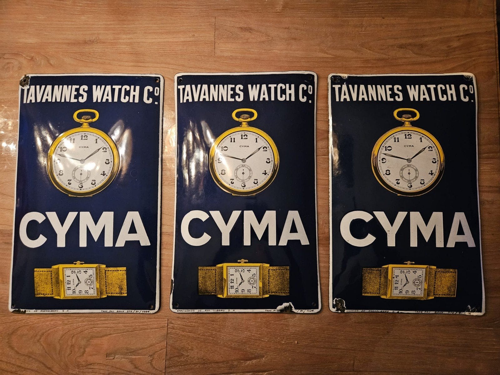 emaille borden Tavannes watches, Ophalen of Verzenden