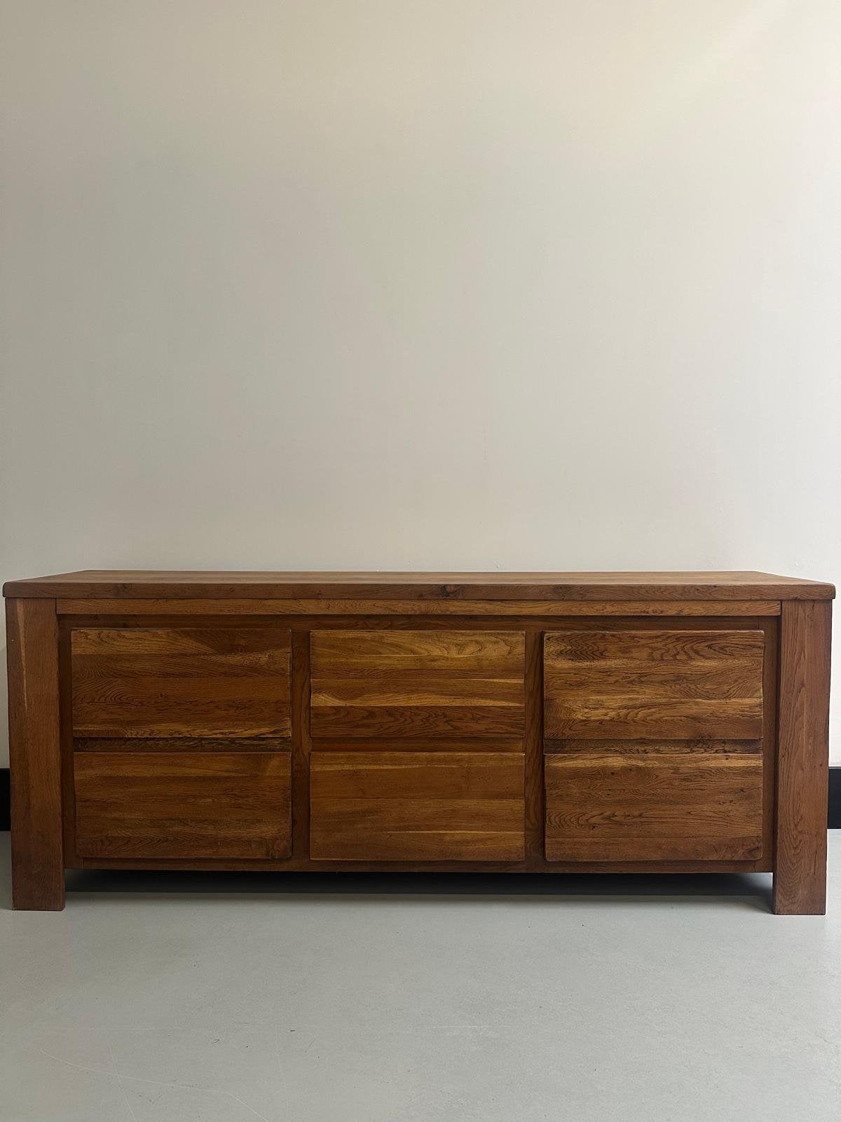 Massief teakhouten dressoir - 210 cm - zeer goede staat, Ophalen, Teakhout, Zo goed als nieuw, 200 cm of meer