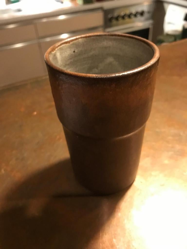 Vintage jaren 70 keramiek bierpul/mok mispel bruin glazuur, Ophalen of Verzenden