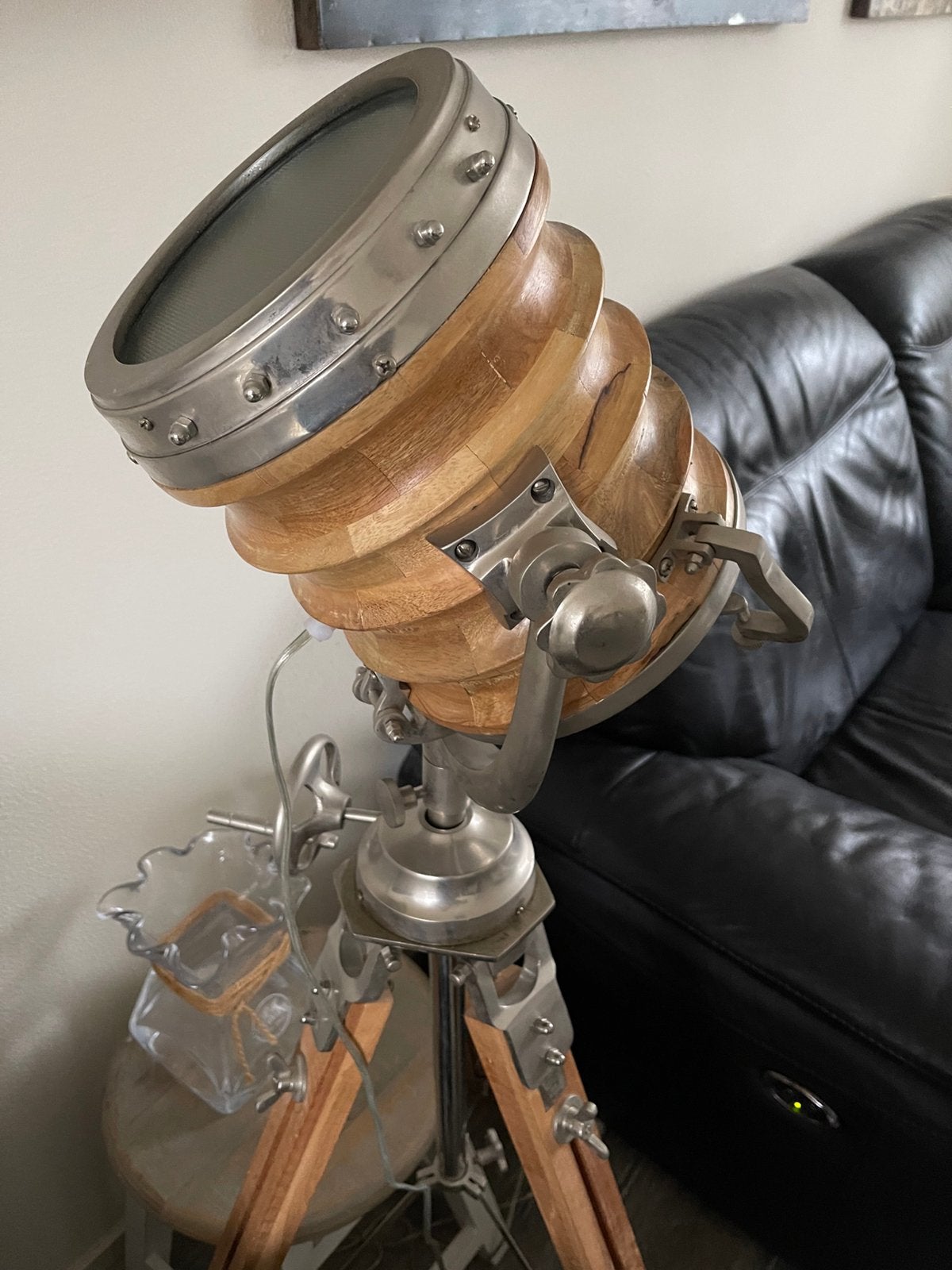 Riviera maison vloerlamp Hollywood studio., Huis en Inrichting, Lampen | Hanglampen, Ophalen, Zo goed als nieuw, Hout