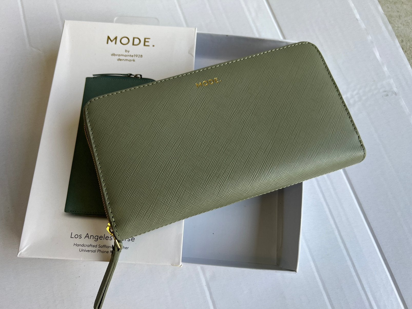MODE LA Purse Dames Portemonnee GSM vak Groen TWV €59, Ophalen of Verzenden, Nieuw, Groen, Leer