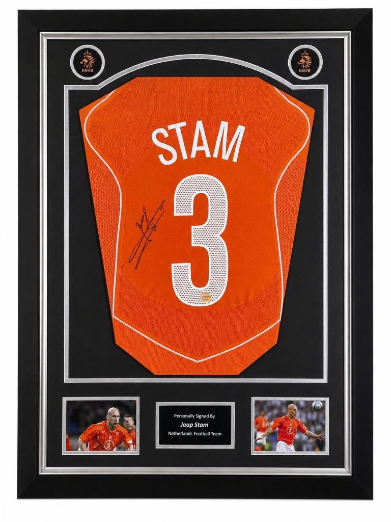 Jaap Stam Gesigneerd ingelijst holland shirt, Shirt, Xxxx, Ophalen of Verzenden, Zo goed als nieuw