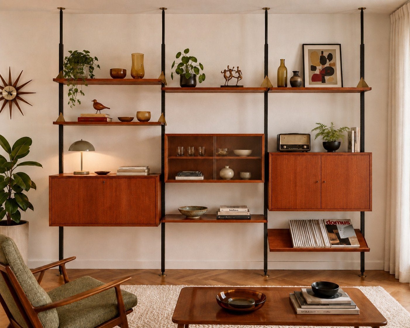 jaren 60 wandrek systeem | Mahonie fineer | Mid Century, Verzenden