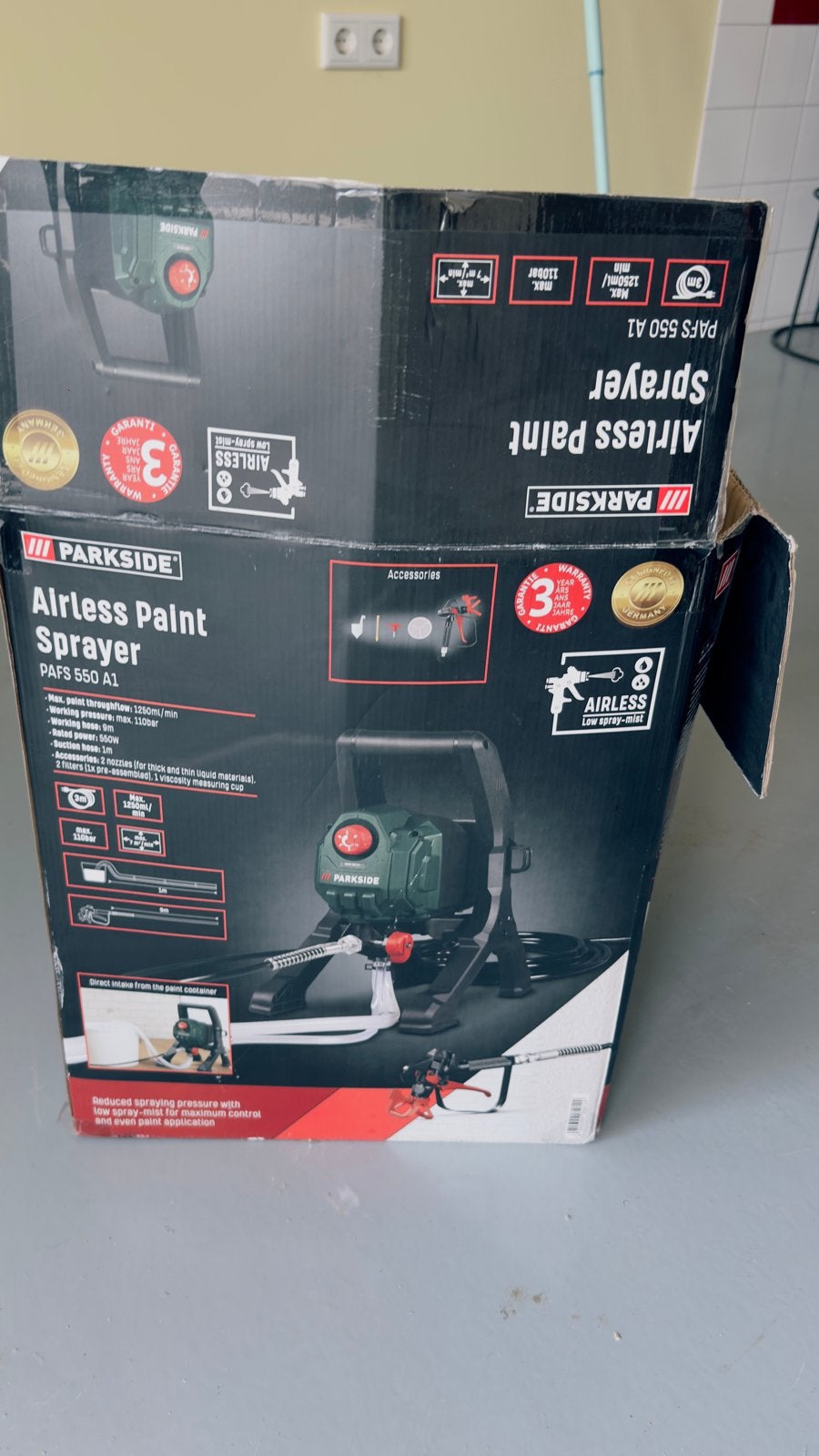 Parkside Airless Verfspuit PAFS 550 A1, Ophalen of Verzenden, Gebruikt, Verfspuit of Verfpomp