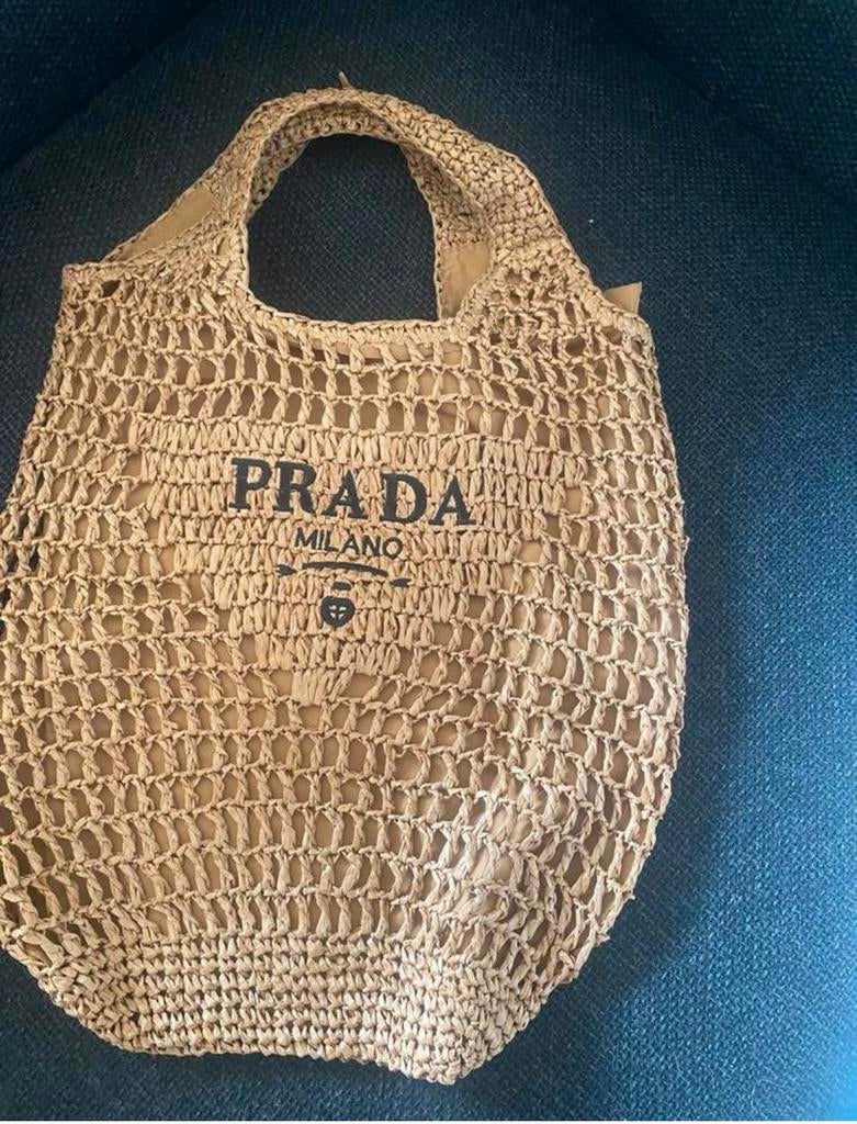Prada Raffia Tote Tas - nieuw, Ophalen of Verzenden, Nieuw, Beige, Shopper