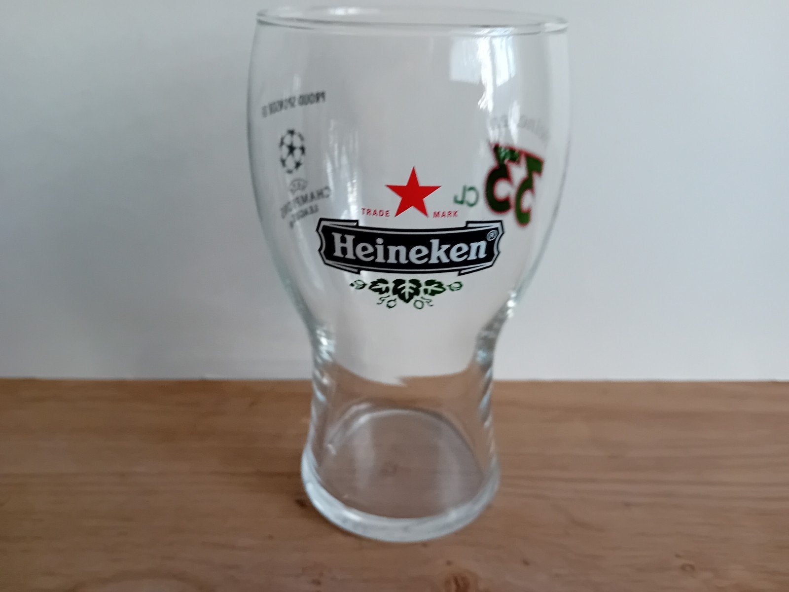 Heineken glas met 2 opdrukken, Ophalen of Verzenden, Zo goed als nieuw, Glas of Glazen, Heineken