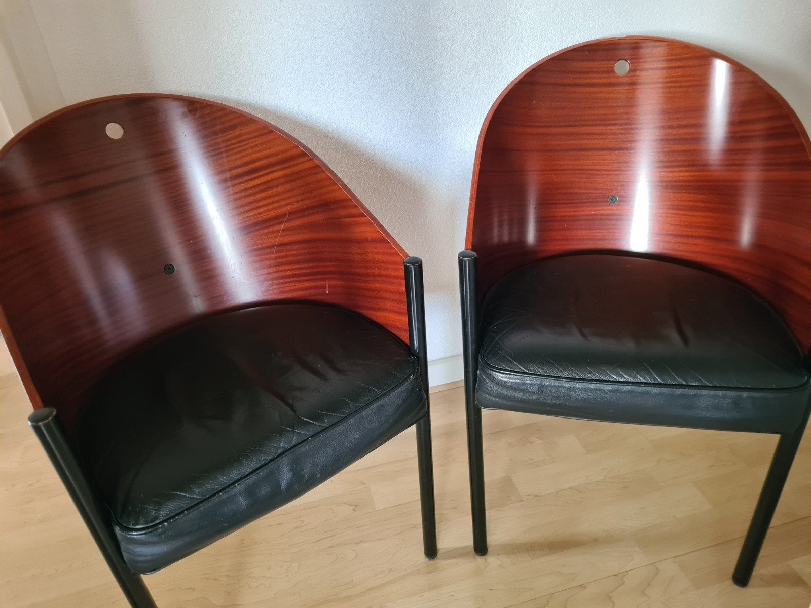 Philippe Starck, Aleph by Starck, zwart leer, mahonie., Huis en Inrichting, Ophalen, Gebruikt, Twee, Hout