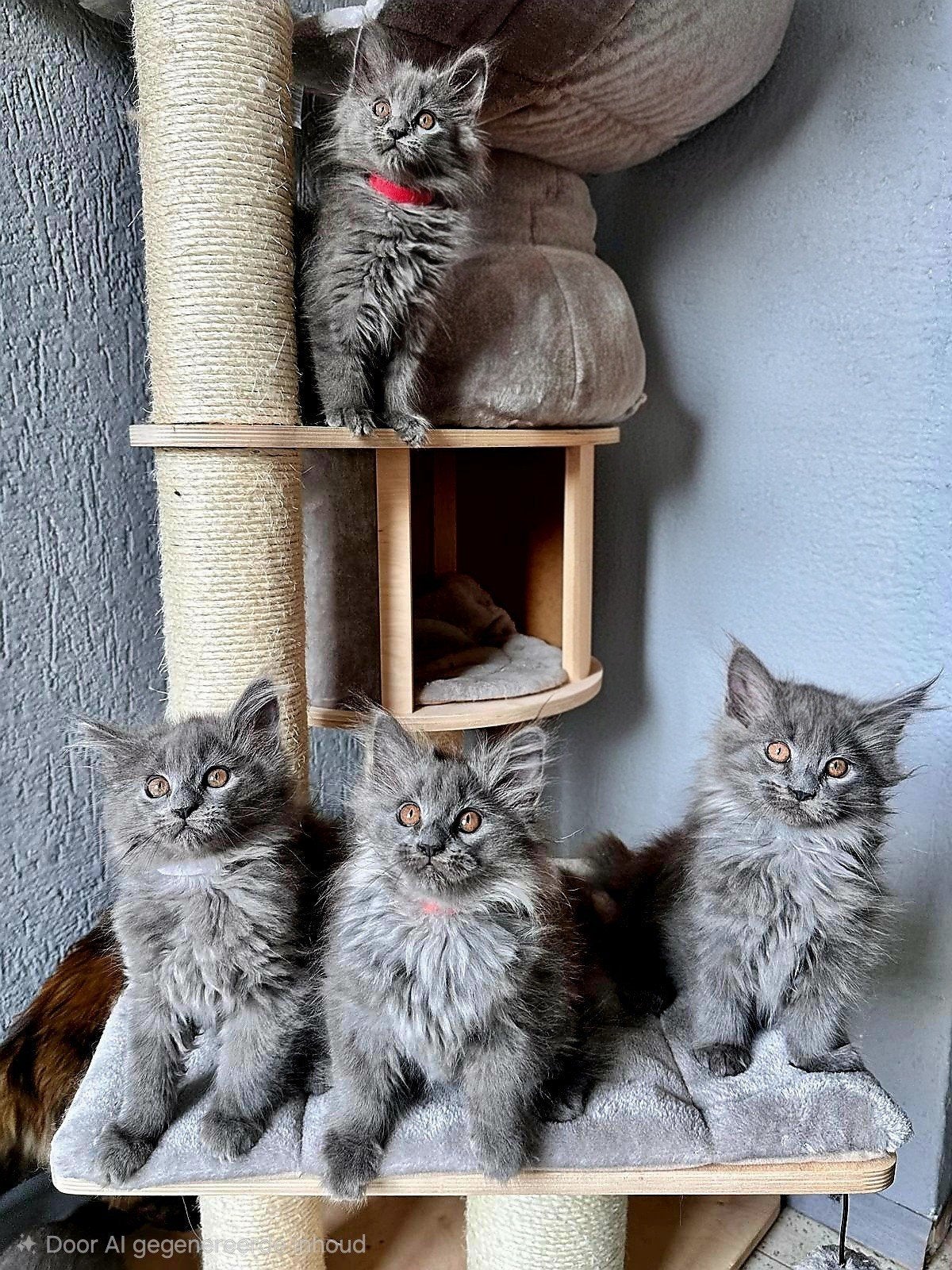 100 % Maine Coon poesjes XXL blue silver, Dieren en Toebehoren, Katten en Kittens | Raskatten | Langhaar, Meerdere dieren, Ontwormd