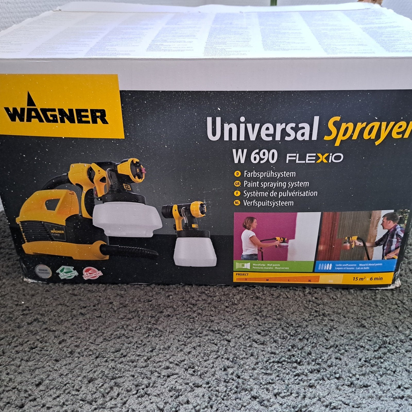 Wagner verfspuit W690 Flexio - Compleet met accessoires, Ophalen of Verzenden, Gebruikt, Verfspuit of Verfpomp