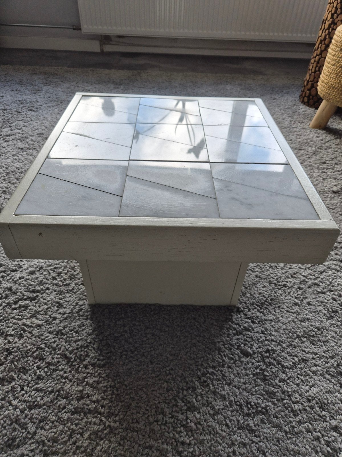 Zwaar vierkant marmeren salontafeltje - 52x52x31 cm, Ophalen, Overige materialen, Gebruikt, 50 tot 100 cm