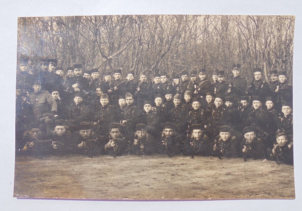 Fotokaart groep Nederlands militairen mobilisatie April 1915, Ophalen of Verzenden, Voor 1920, Ongelopen, Gelderland