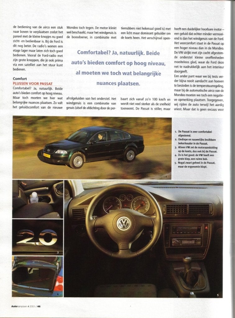 Autokampioen dubbeltest Ford Mondeo en VW Passat 2001, Ophalen of Verzenden, Gelezen, Volkswagen