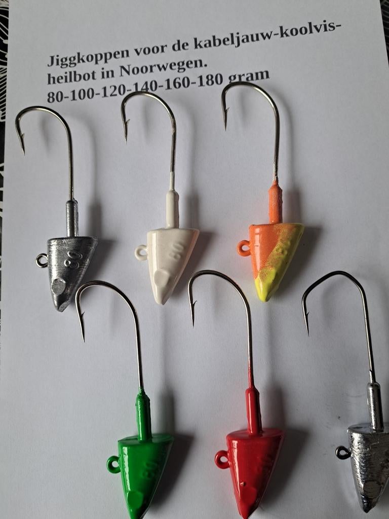 Jiggkoppen voor de kabeljauw-heilbot, Ophalen of Verzenden, Nieuw, Dobber of Lood