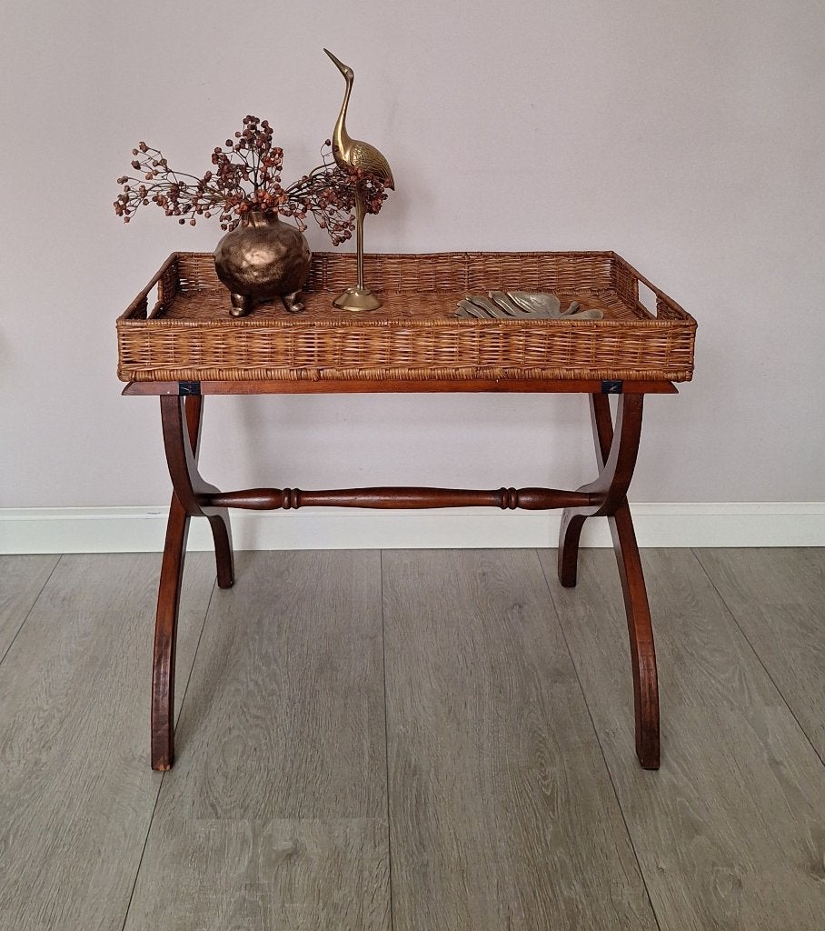Vintage butlertray - bijzettafeltje, Huis en Inrichting, Ophalen, Minder dan 55 cm, Gebruikt, 60 cm of meer