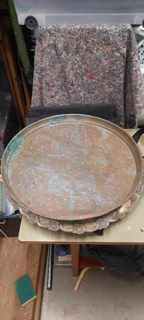 Arabisch antiek dienblad zonder onderstel., Huis en Inrichting, Woonaccessoires | Dienbladen, Ophalen, Gebruikt, Rond, Metaal